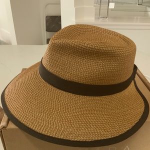 Eric Javits Suncrest Packable Straw Fedora Visor NWOT